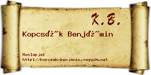 Kopcsák Benjámin névjegykártya