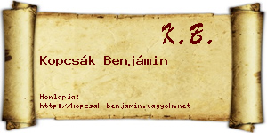 Kopcsák Benjámin névjegykártya