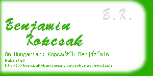 benjamin kopcsak business card